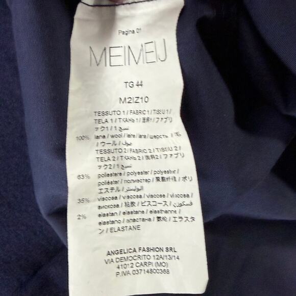 Meimeij Mixed Media Tunic Sweater M Navy Blue Wool Blend Layered Hem Top Luxury - Picture 15 of 16